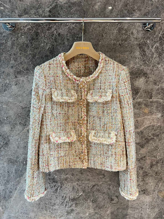 Chaqueta tejida con temperamento de colores mixtos