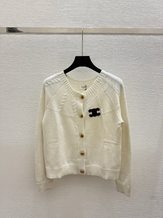 New Early Autumn Solid Color Simple Round Neck Knitted Long Sleeve Cardigan