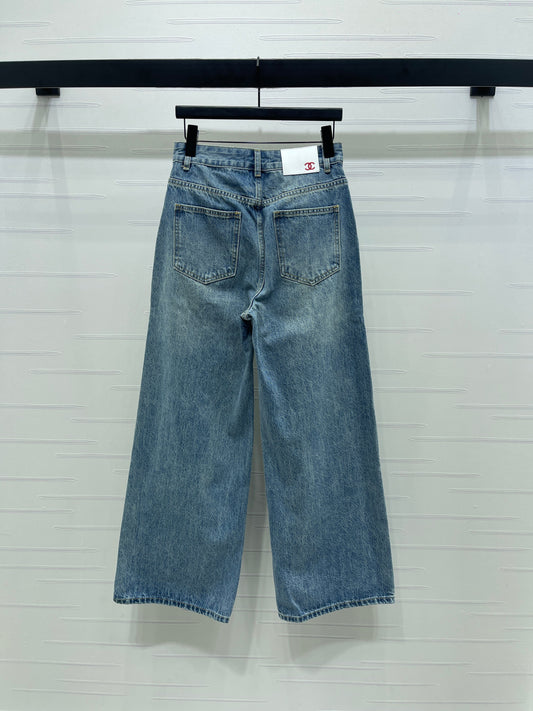 26SS NEW Embroidered pattern wide leg jeans