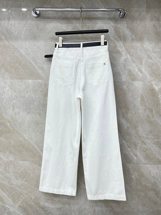 26SS NEW Cream White Vintage Wide Leg Jeans