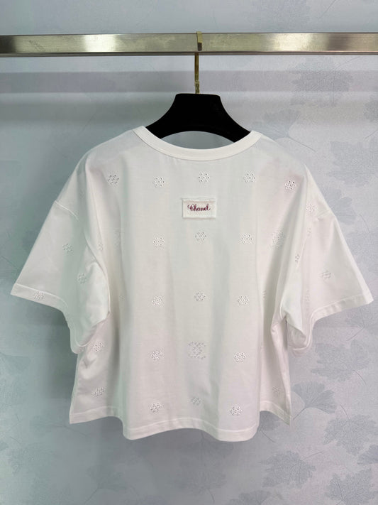 26SS NEW Short hollow embroidered T-shirt