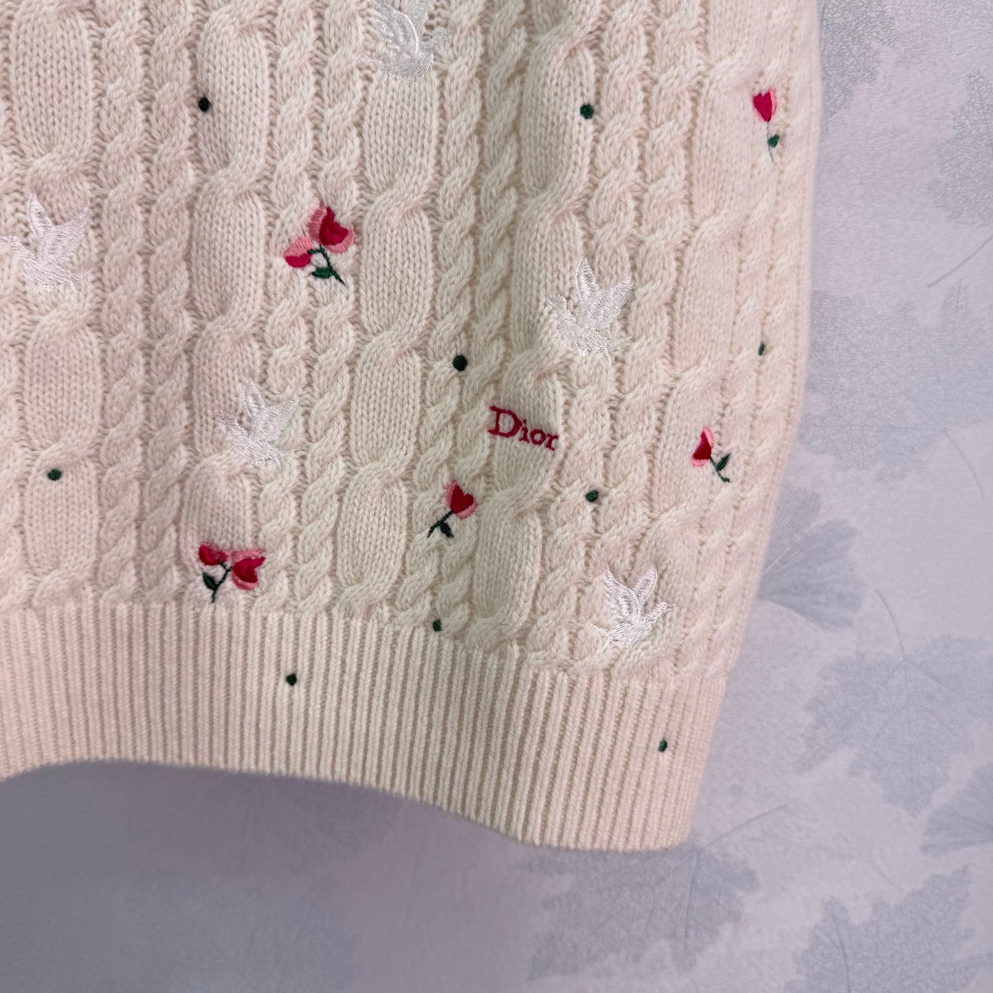 26SS NEW rose embroidered knitted short sleeves