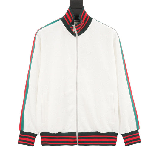 Chaqueta jacquard estampada integral con cinta lateral.
