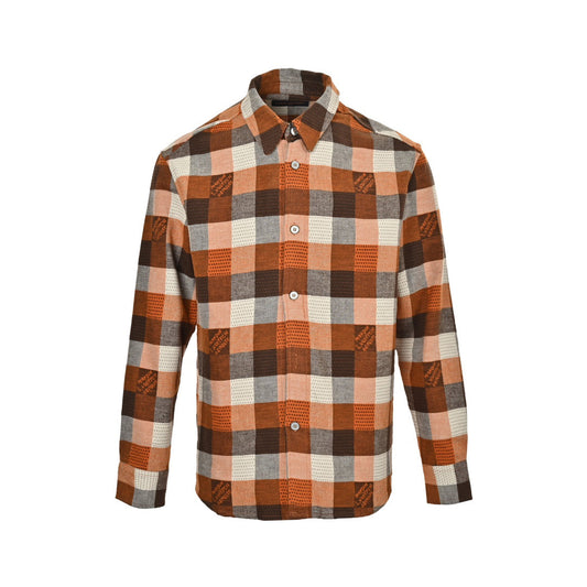 Jacquard de cuadros color naranja