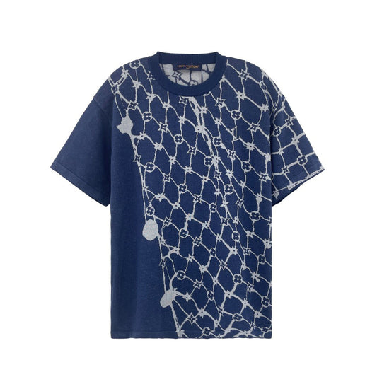 Kurzärmeliges Wollshirt mit Netzmuster