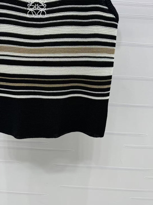 Gestreifte Strickweste mit U-Ausschnitt für Frühling/Sommer