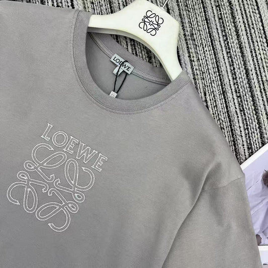 Logo embroidered short-sleeved crew neck T-shirt