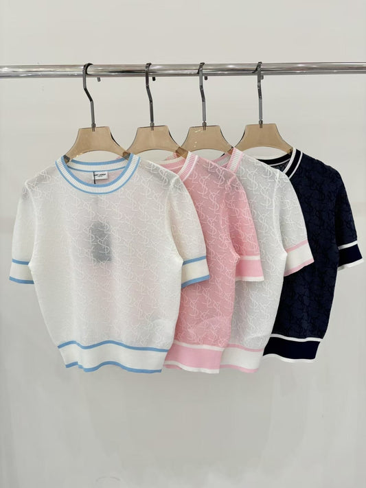 jacquard full print knitted T-shirt