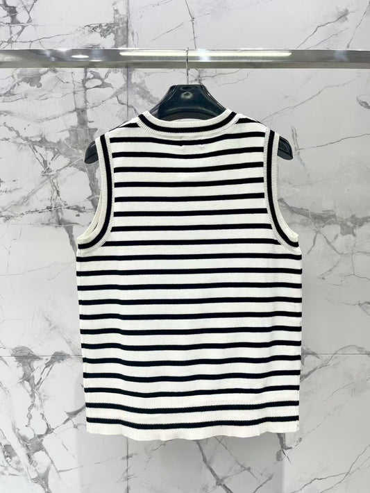 Spring/Summer French Style Striped Sleeveless Tank Top