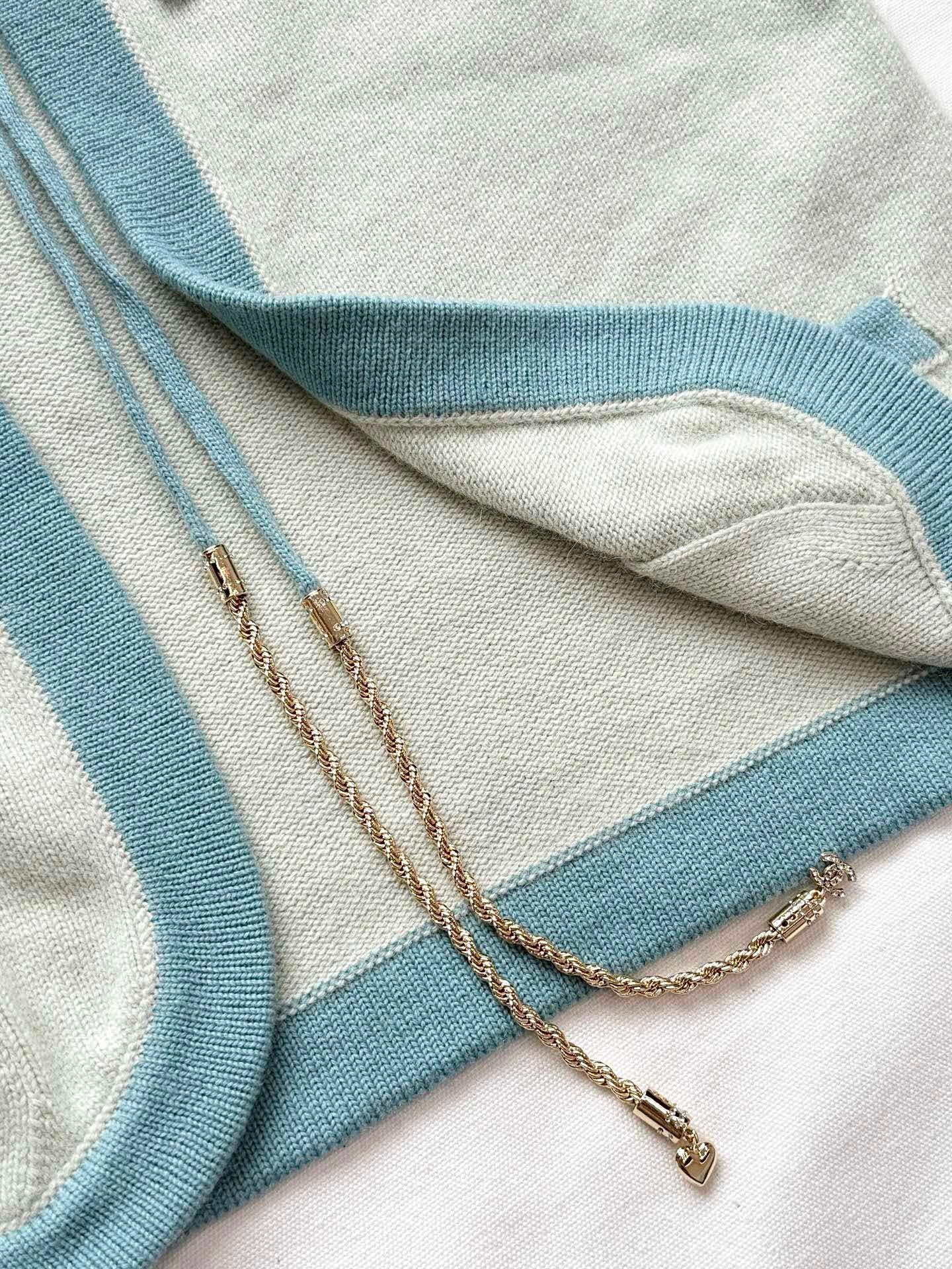 Lace-up color-blocked knit cardigan