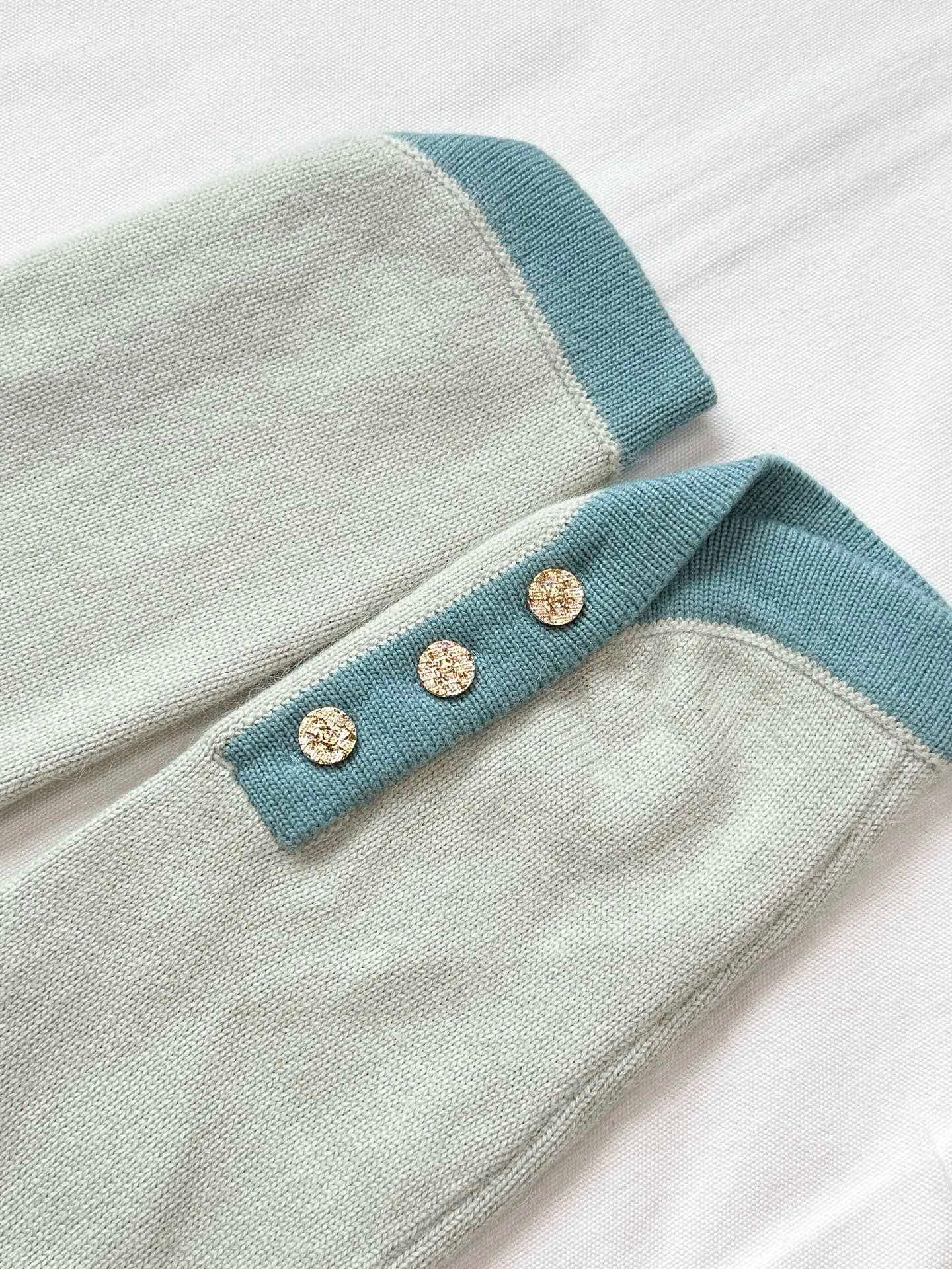 Lace-up color-blocked knit cardigan