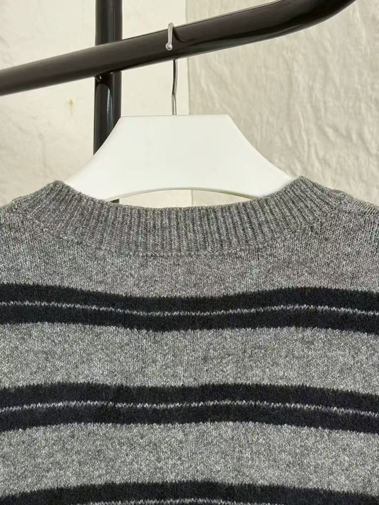 Striped Crew Neck Cardigan