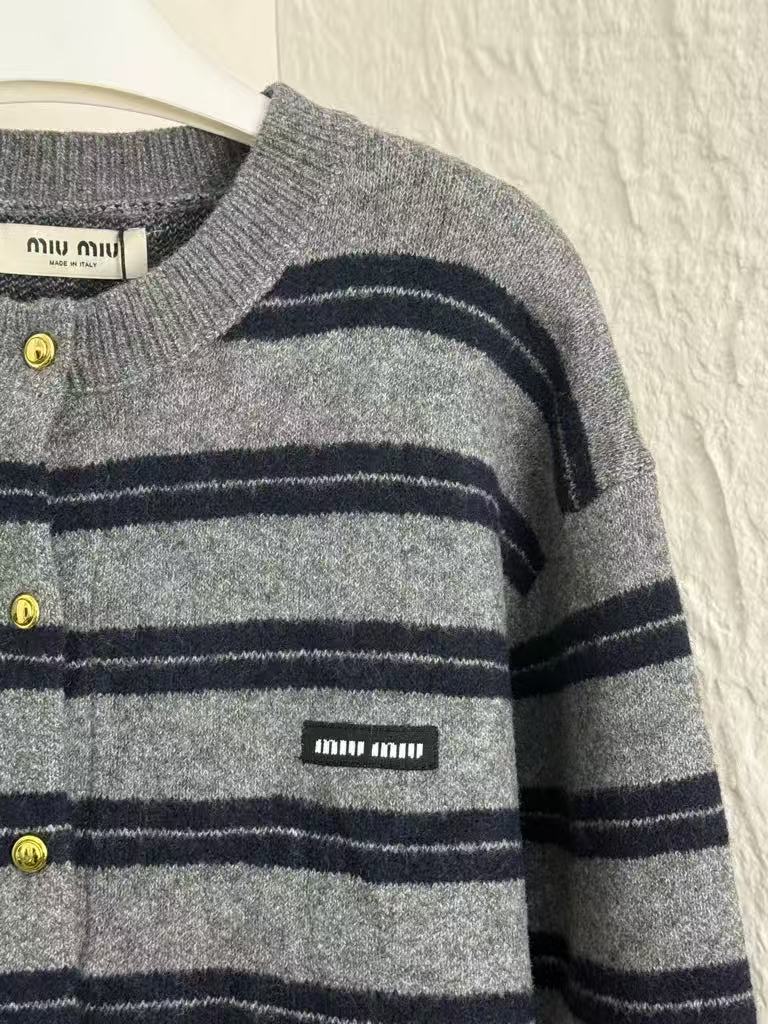 Striped Crew Neck Cardigan