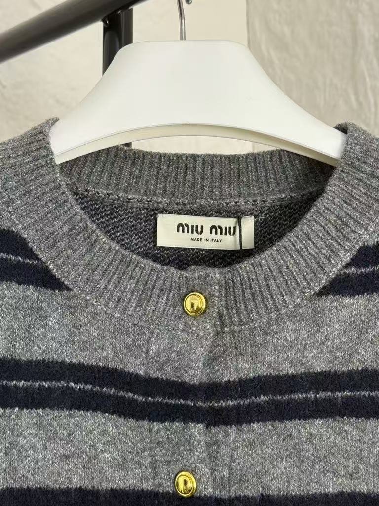 Striped Crew Neck Cardigan