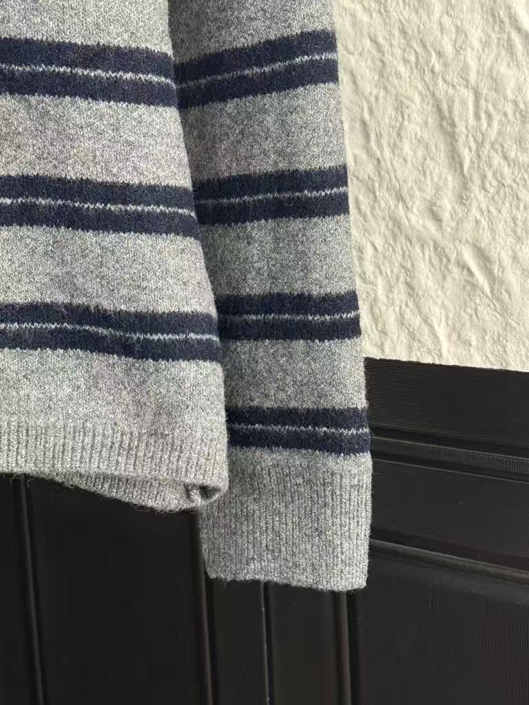 Striped Crew Neck Cardigan