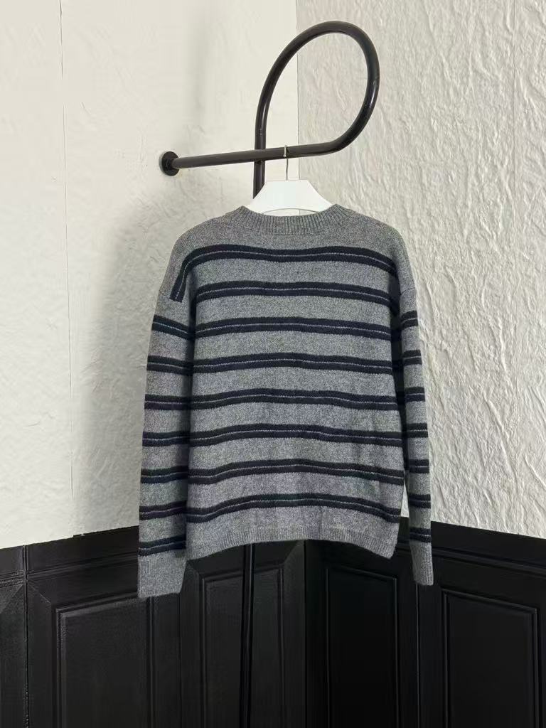 Striped Crew Neck Cardigan