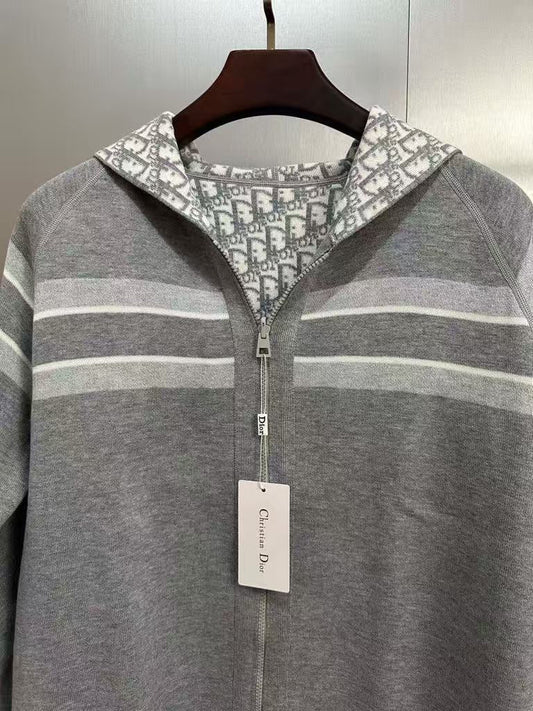 Double-sided hooded knitted cardigan