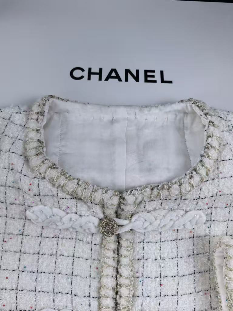Plaid white coat