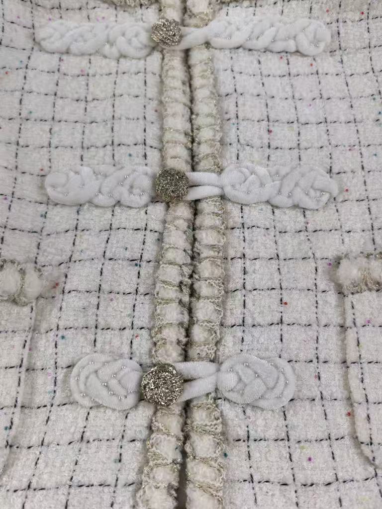 Plaid white coat