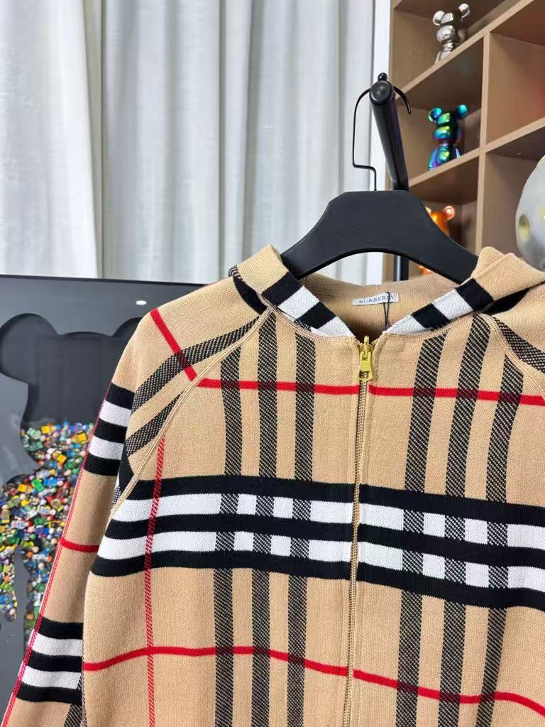 Double-Faced Wool Plaid Knit Jacket
