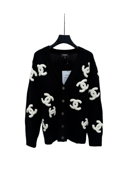 large logo cardigan sweater