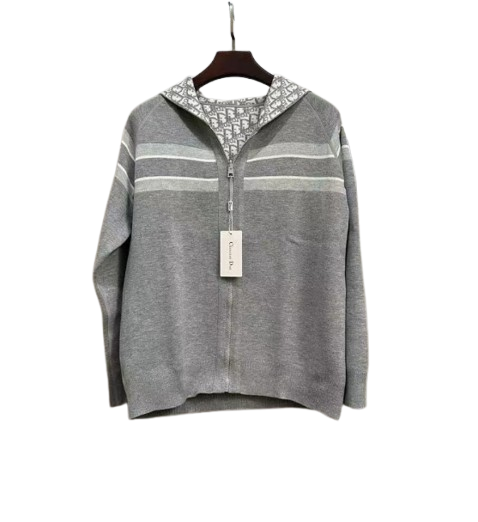 Double-sided hooded knitted cardigan