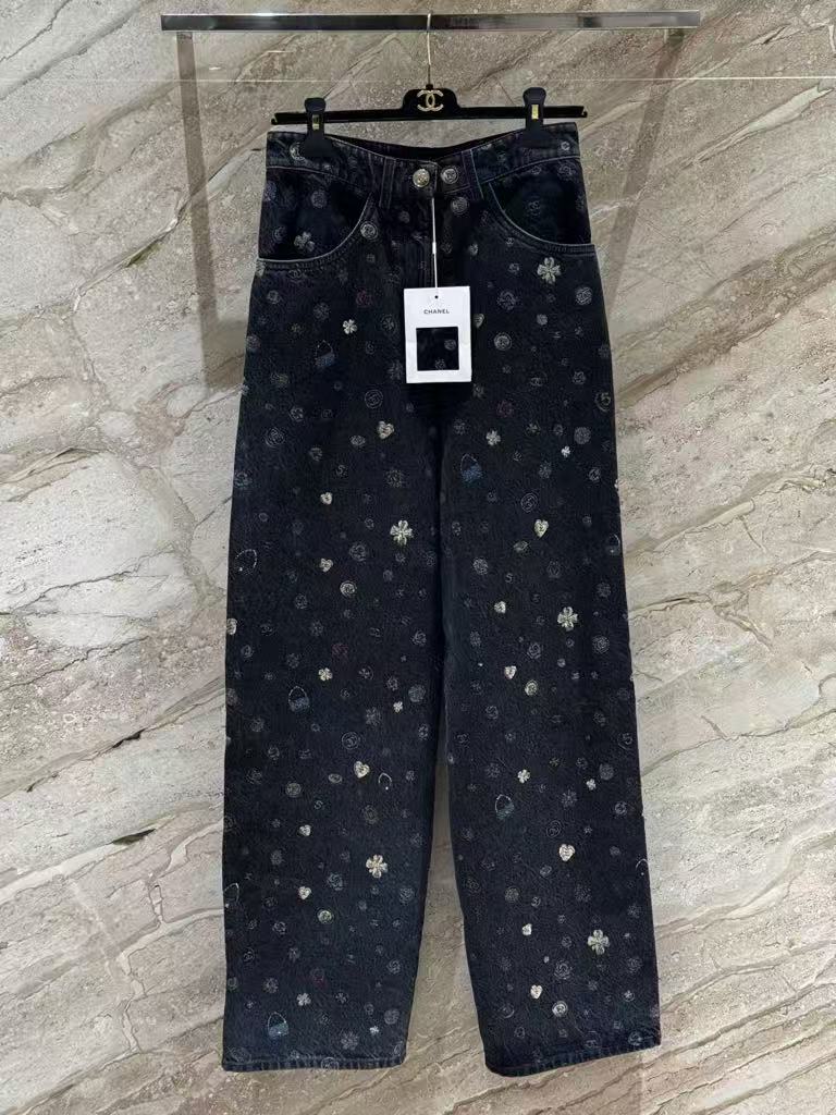 printed jeans
