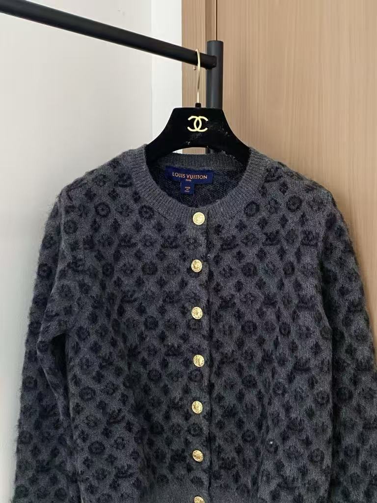 Simple monogram mohair cardigan