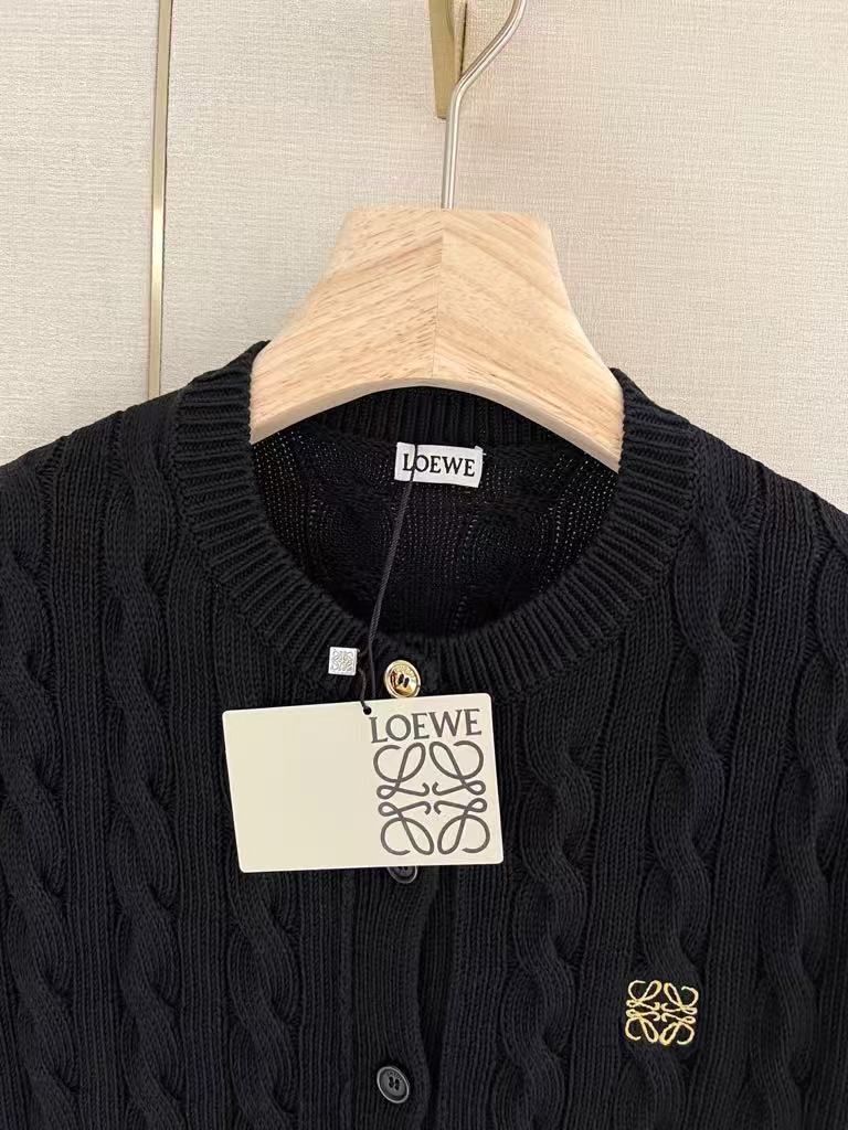 Embroidered logo cable-knit cardigan