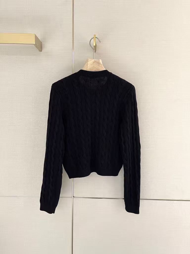 Embroidered logo cable-knit cardigan