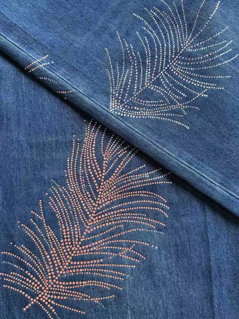 Feather leaf hot diamond jeans