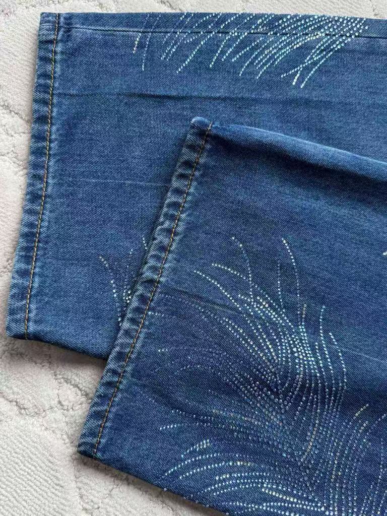 Feather leaf hot diamond jeans