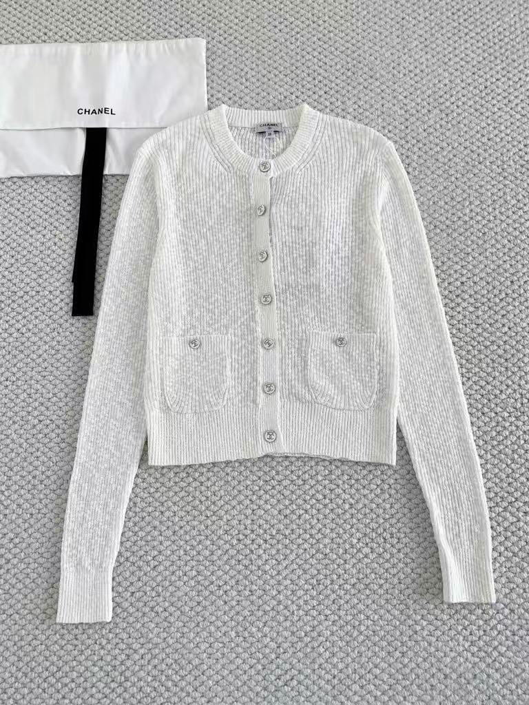 Beach Series Grain Texture Long Sleeve Crewneck Knit Cardigan