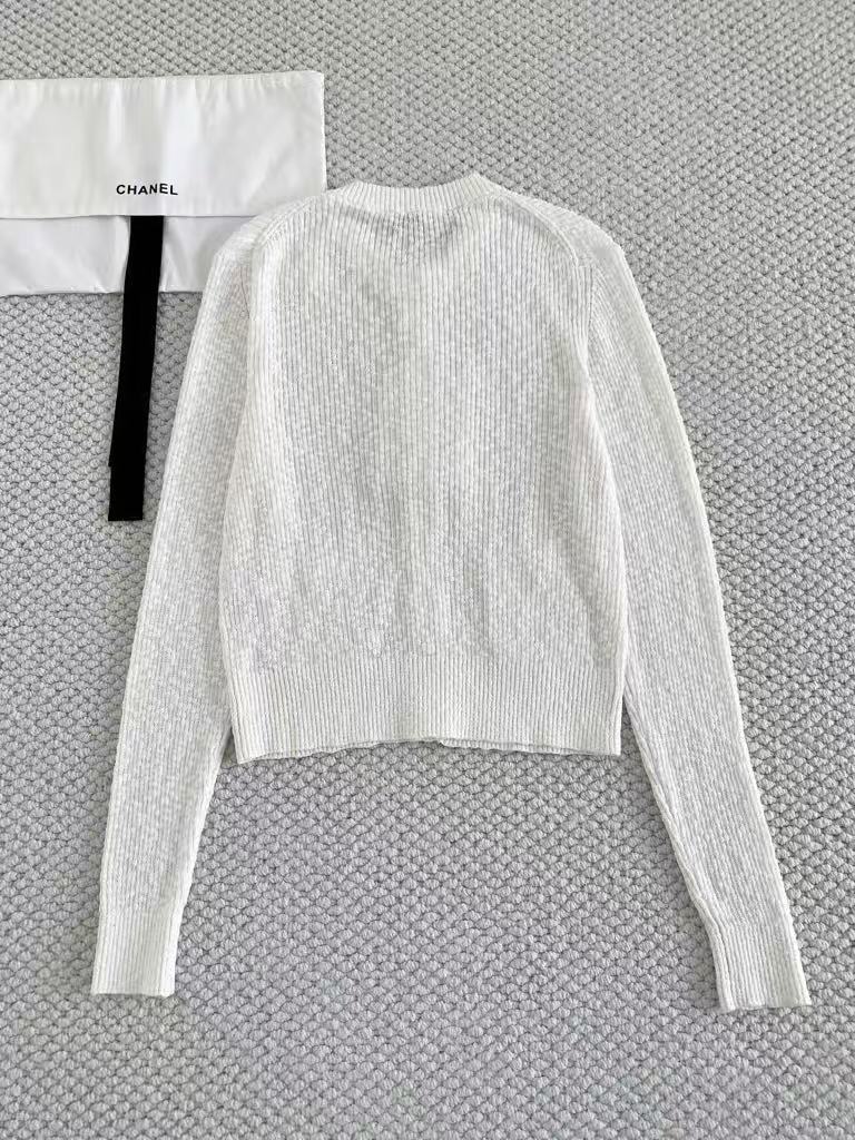 Beach Series Grain Texture Long Sleeve Crewneck Knit Cardigan