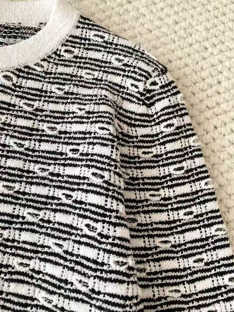 Black and white knitted cardigan