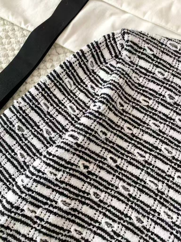 Black and white knitted cardigan