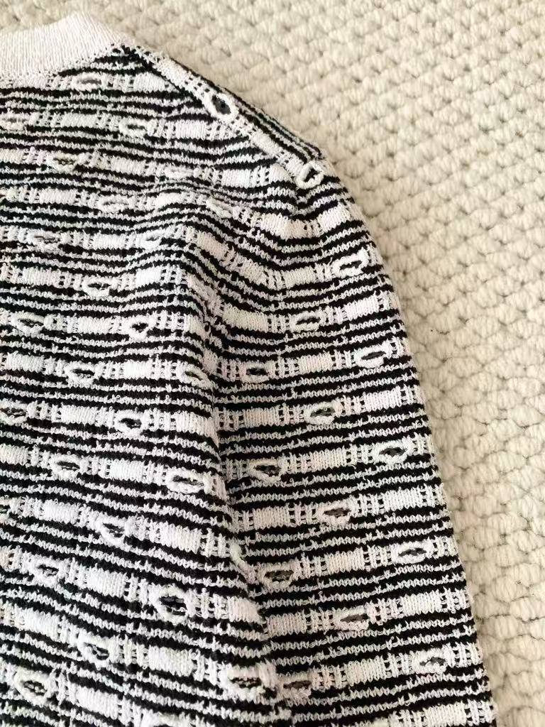 Black and white knitted cardigan