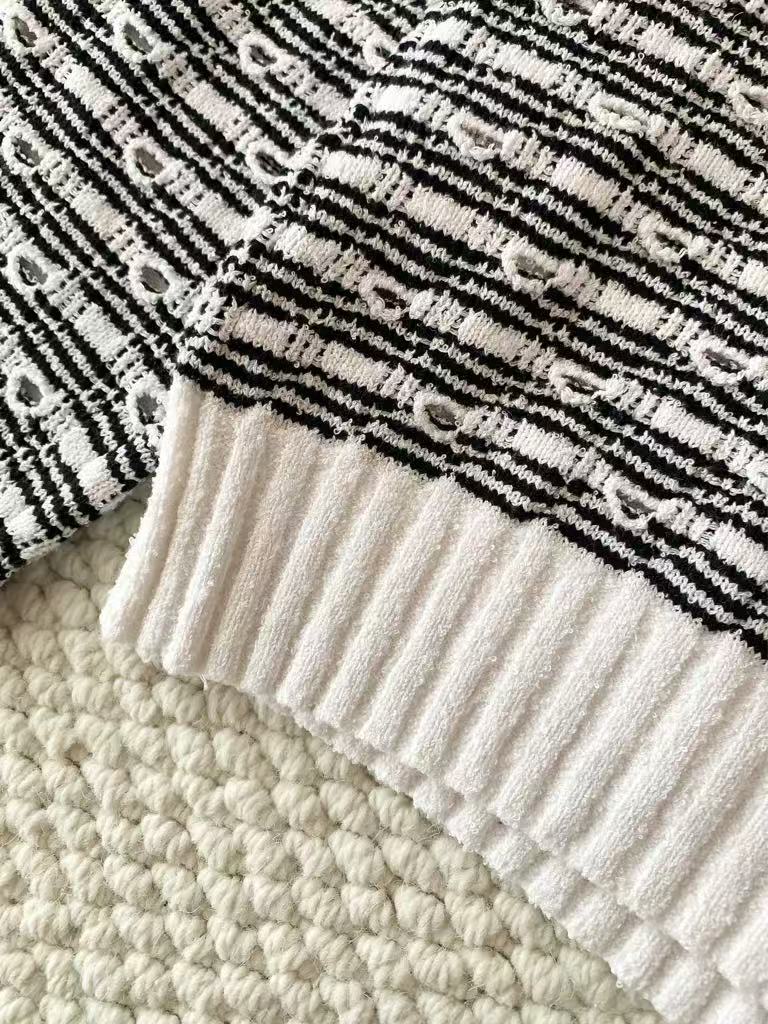 Black and white knitted cardigan