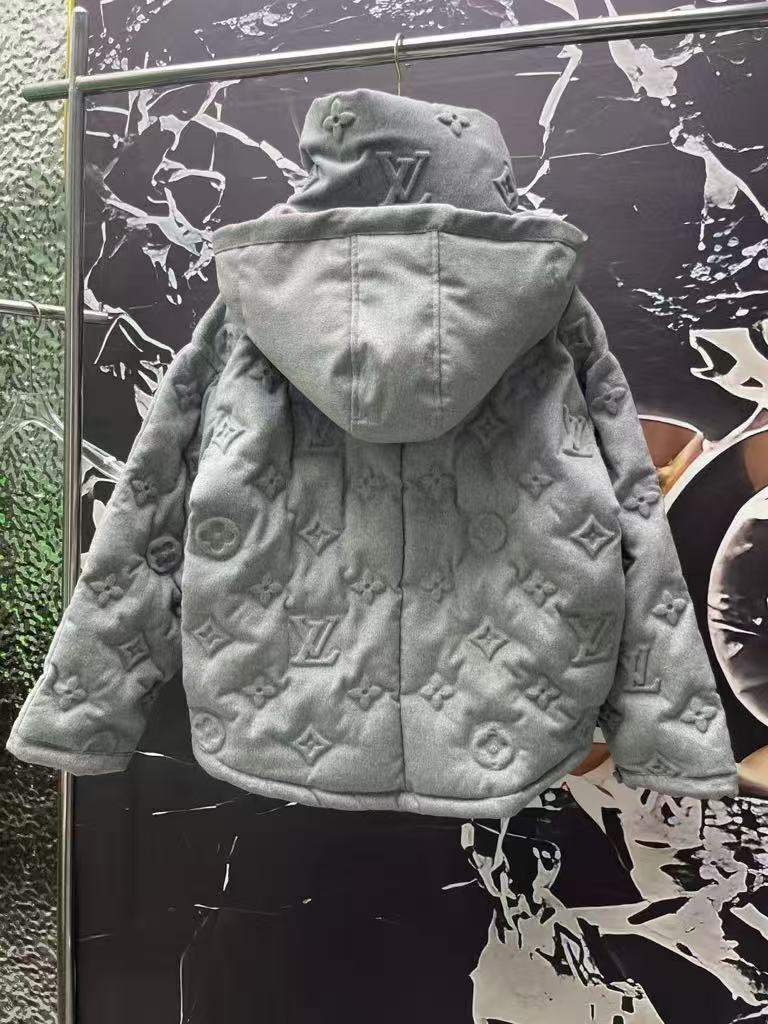 Full-print embossed down jacket, white goose down jacket, loose coat