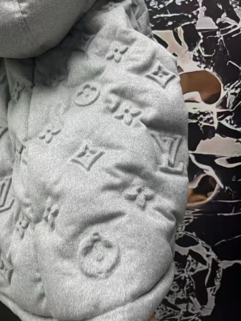 Full-print embossed down jacket, white goose down jacket, loose coat