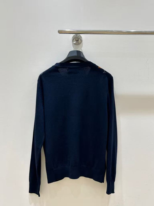 French Preppy Vintage Knit Cardigan with Letter Jacquard Pattern