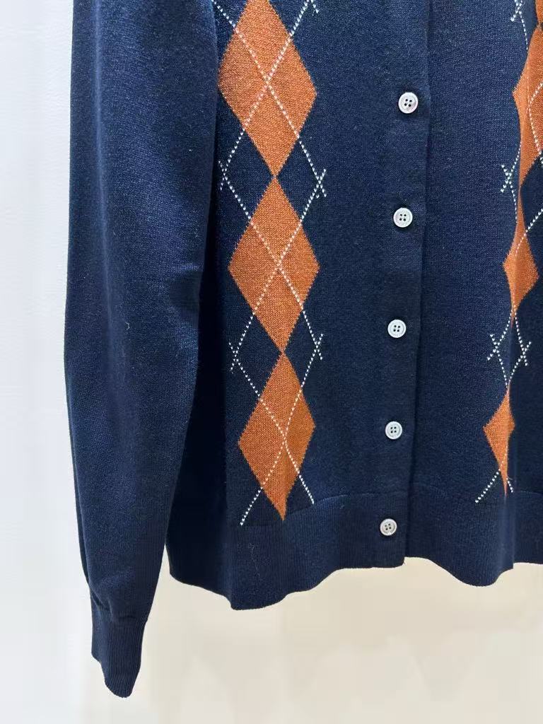 French Preppy Vintage Knit Cardigan with Letter Jacquard Pattern
