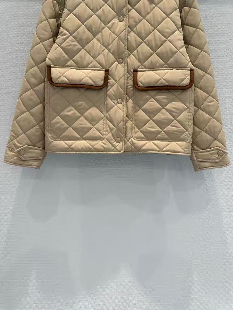 Contrast-Pattern Lapel Short Cotton Jacket