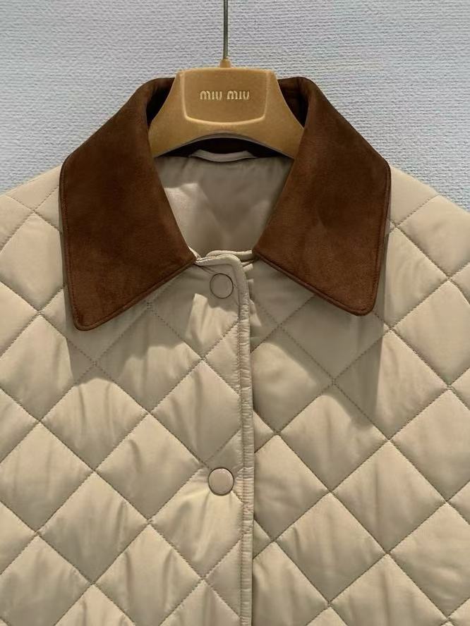 Contrast-Pattern Lapel Short Cotton Jacket