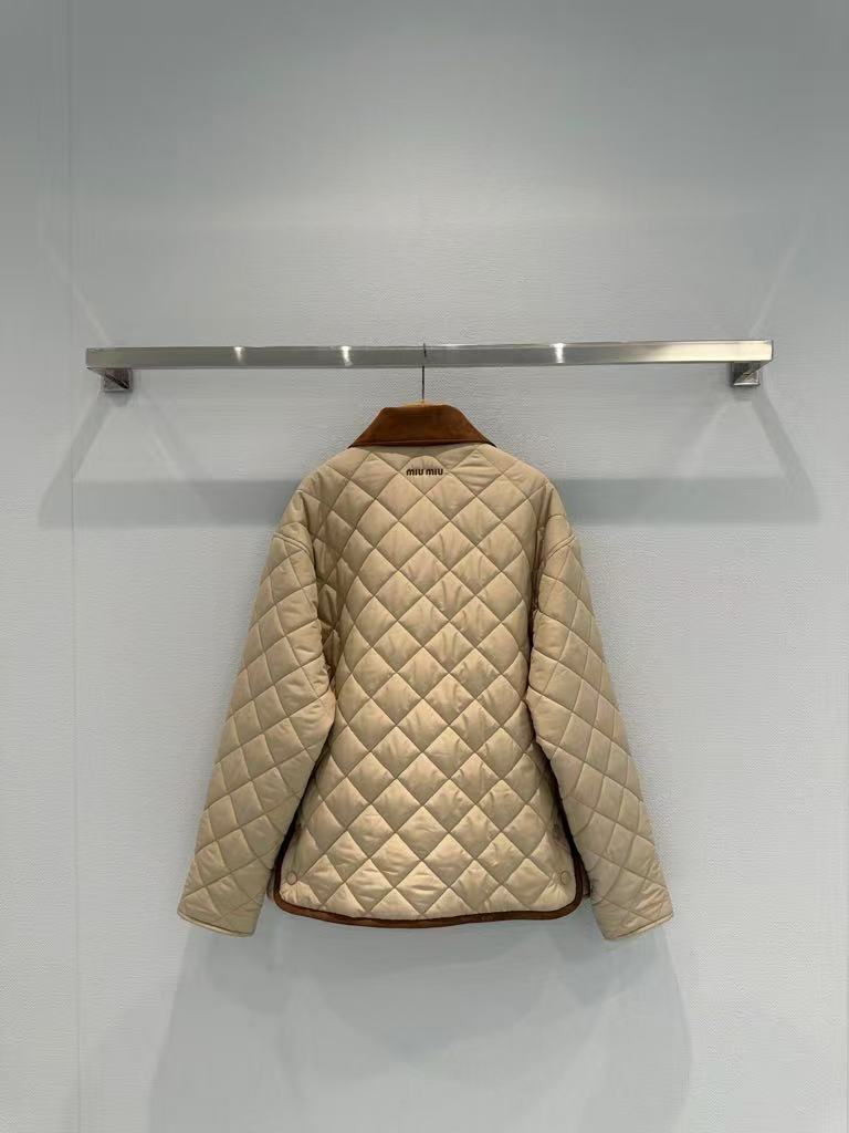 Contrast-Pattern Lapel Short Cotton Jacket