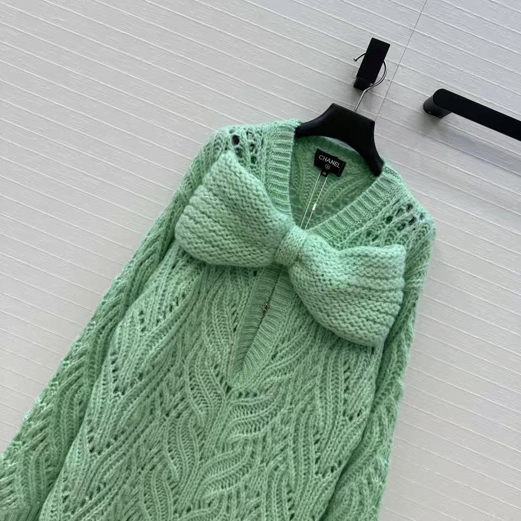 Bow-knot mohair knit sweater dress