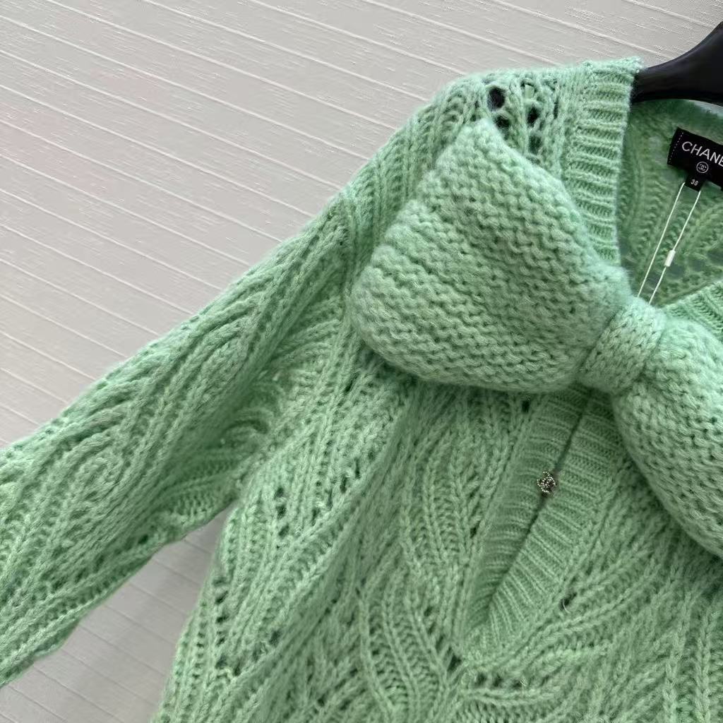 Bow-knot mohair knit sweater dress