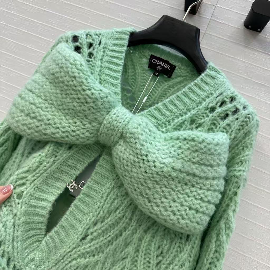 Bow-knot mohair knit sweater dress