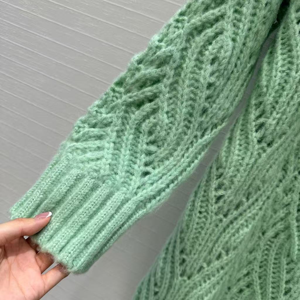 Bow-knot mohair knit sweater dress