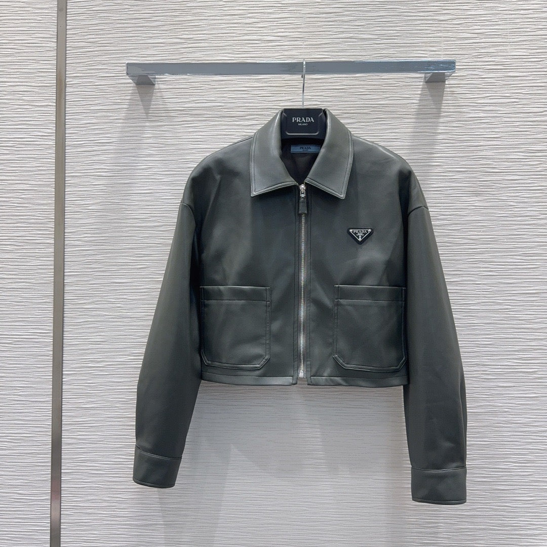 Nueva chaqueta de cuero con cremallera